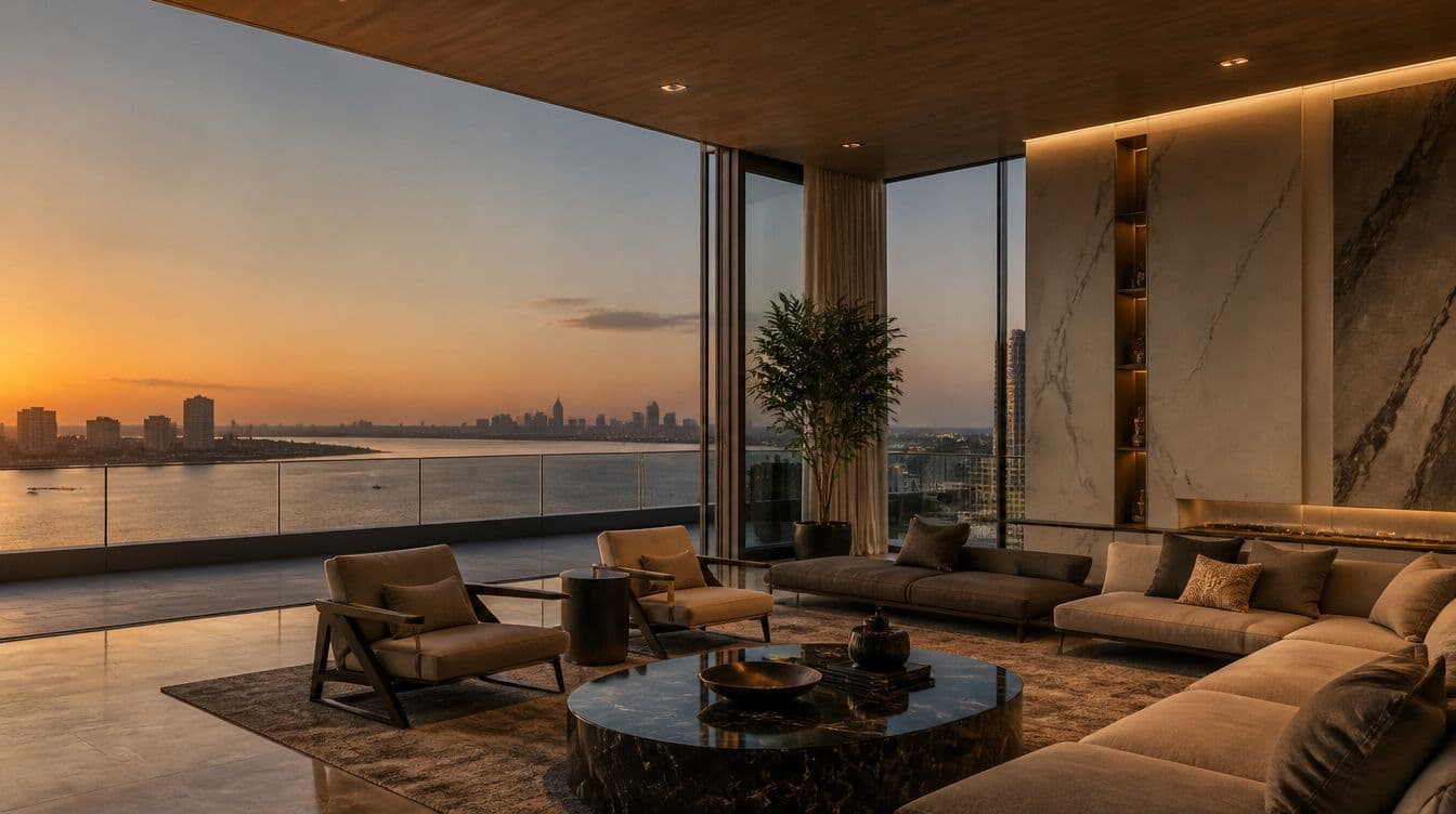 An Ashrow Property Services villa glowing at dusk, Lagos